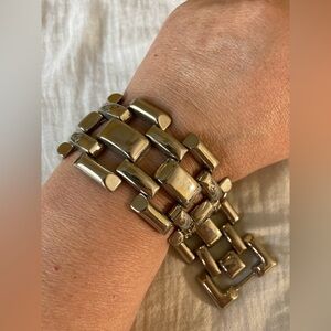 Chunky & Wide‎ Silver Tone Link Bracelet Retro